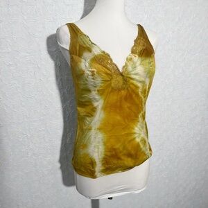 Vintage Nylon Lace Camisole Top – Golden Olive Tie-Dye | Fairycore Whimsigoth 32